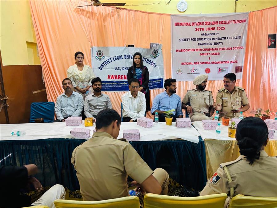 अंतर्राष्ट्रीय नशा विरोधी दिवस के अवसर पर जिला विधिक सेवा प्राधिकरण, चंडीगढ़ द्वारा जागरूकता कार्यक्रम आयोजित किया गया